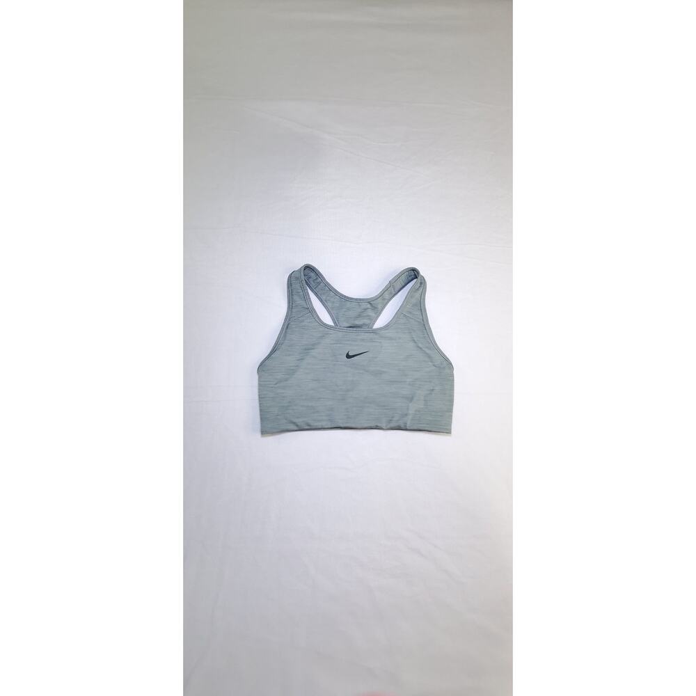 Nike Dri-FIT Sz S Swoosh Women's Gray Polyester Pad Sports Bra Gym Workout C2